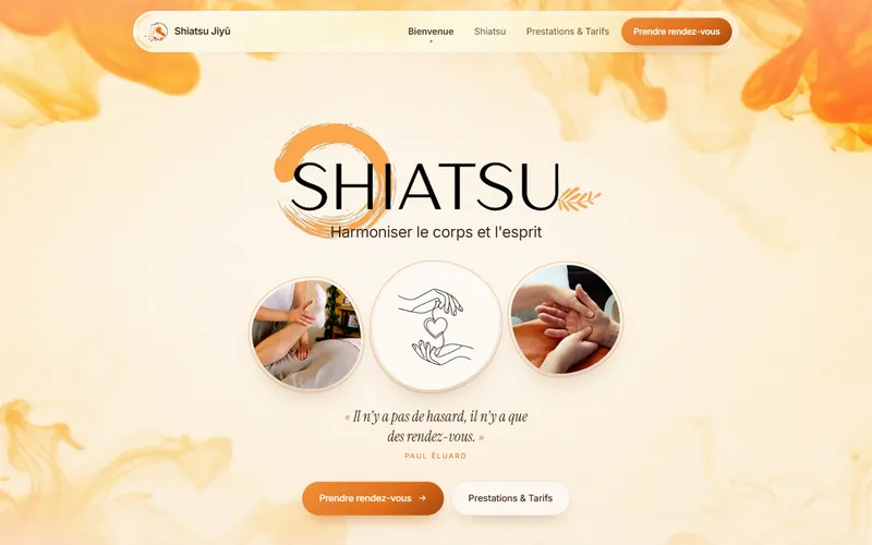 Shiatsu Jiyū, la page d’accueil